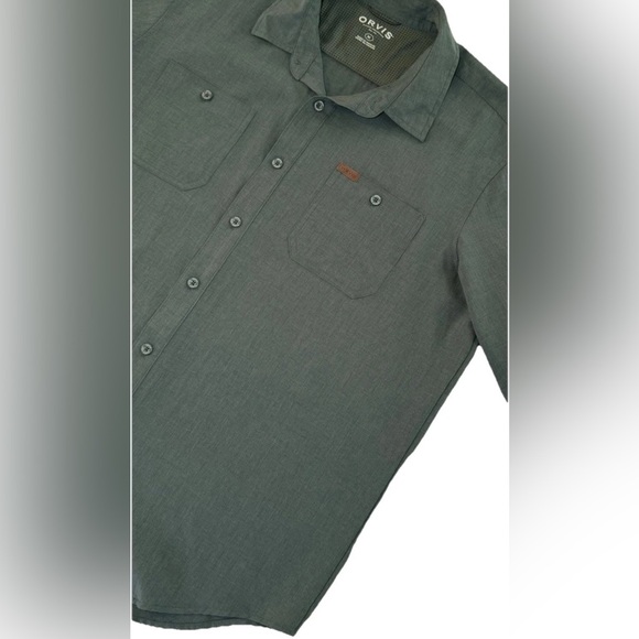 Orvis Classic Collared Shirt Mens XL Green Short Sleeve Button Outdoor Pockets - Picture 3 of 8